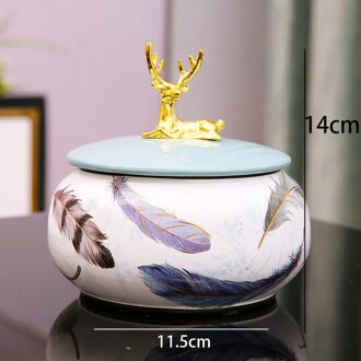 Gouden Elanden Keramische Opslag Potten Met Deksel Bloemen Decoratie Sieraden Cosmetische Organizer Jar Kaptafel Organisatie Tanks B1-S