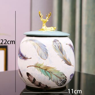 Gouden Elanden Keramische Opslag Potten Met Deksel Bloemen Decoratie Sieraden Cosmetische Organizer Jar Kaptafel Organisatie Tanks B2-M