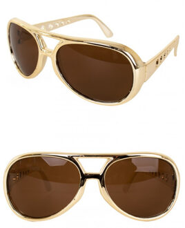 Gouden Elvis carnaval verkleed bril - 2x stuks - Verkleedkleding accessoires - Party brillen