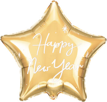 Gouden Folie Ballon Ster Happy New Year (45cm) Goud - Brons