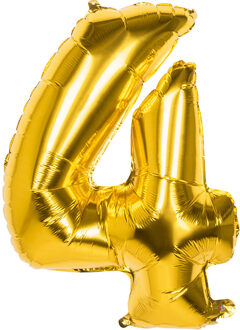 Gouden Folieballon Cijfer 4 - 86 cm Goud - Brons