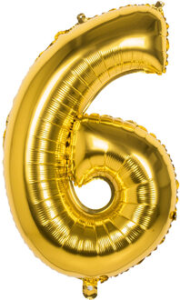 Gouden Folieballon Cijfer 6 - 86 cm Goud - Brons