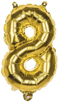Gouden folieballon cijfer '8' 36cm Goud - Brons