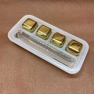 Gouden Herbruikbare Ice Cube Set Rvs Bier Wodka Cooling Koeling Ijsblokje Restaurant Hotel Wijn Accessoires 2