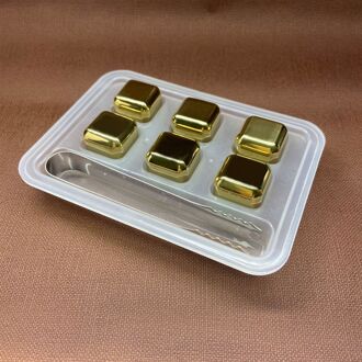 Gouden Herbruikbare Ice Cube Set Rvs Bier Wodka Cooling Koeling Ijsblokje Restaurant Hotel Wijn Accessoires 4
