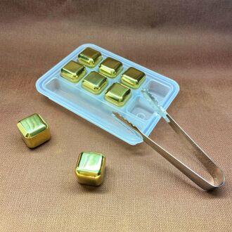 Gouden Herbruikbare Ice Cube Set Rvs Bier Wodka Cooling Koeling Ijsblokje Restaurant Hotel Wijn Accessoires 5