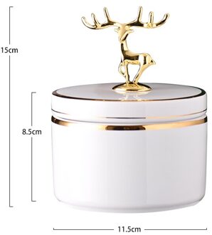 Gouden Herten Keramische Opslag Pot Met Deksel Sieraden Cosmetische Seal Graan Dispenser Salontafel Snacks Snoep Potten Woondecoratie 500ml