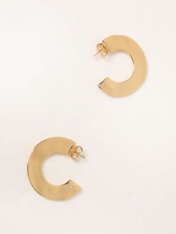 Gouden Hoepel Oorbellen Beige