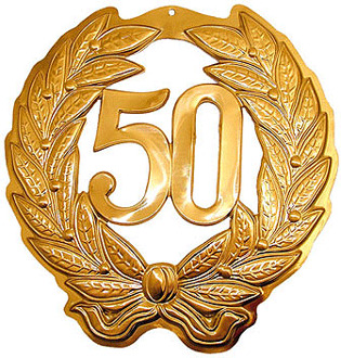 Gouden jubileum krans 50 jaar Goudkleurig