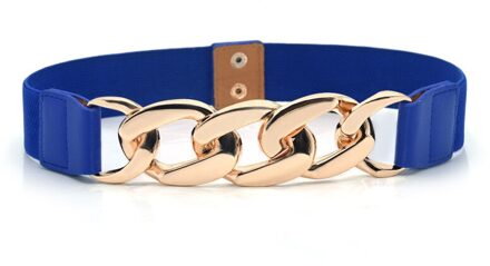 Gouden Ketting Riem Elastische Zilveren Metalen Riem Voor Vrouwen Stretch Cumberbanden Dames Jas Tailleband Elasticiteit 68Cm blauw