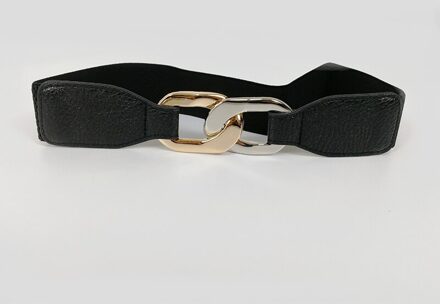 Gouden Ketting Riem Elastische Zilveren Metalen Taille Riemen Voor Vrouwen Stretch Cumberbanden Dames Jas Ketting Riem Tailleband zwart belt