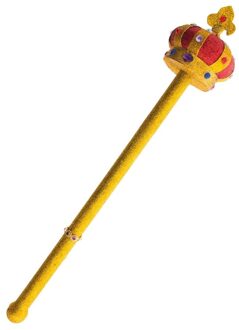 Gouden koning scepter met kroon - 55 cm - carnaval verkleedaccessoires