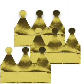 Gouden kroontjes van karton - 48x stuks - glimmend - kronen - verjaardag