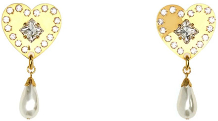 Gouden metalen oorbellen Alessandra Rich , Yellow , Dames - ONE Size