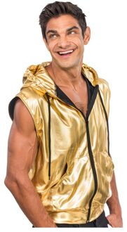 Gouden Mouwloos Jasje Met Capuchon Goud - Brons