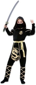 Gouden Ninja Kostuum Meisje Zwart, Goud - Brons