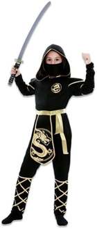 Gouden Ninja Kostuum Meisje Zwart, Goud - Brons