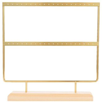 Gouden Oorbel Stand Oor Stud Houder Hout Oorbel Houder Sieraden Houder Rack Sieraden Stand Display Met Lade/Schotel Voor oorbellen Nec