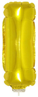 Gouden opblaas letter ballon I op stokje 41 cm
