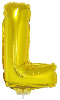 Gouden opblaas letter ballon L op stokje 41 cm