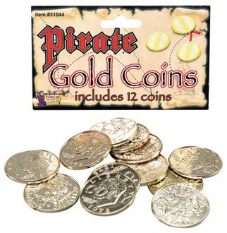 Gouden piraten schat carnaval munten - 12x stuks - Verkleed accessoires