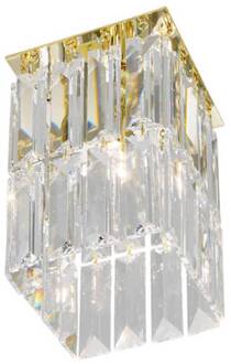 Gouden plafondlamp PRISMA, kristal 24 karaats verguld, helder