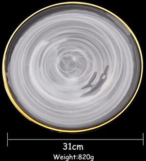 Gouden Rand Glas Servies Vlakke Plaat Slakom Diner Plaat Mist Side Voedsel Dienblad Elegante Cake Fruit Gerechten Rijstkom 1Pcs 12 duim Plate