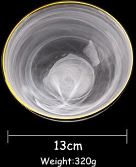 Gouden Rand Glas Servies Vlakke Plaat Slakom Diner Plaat Mist Side Voedsel Dienblad Elegante Cake Fruit Gerechten Rijstkom 1Pcs 5 duim Bowl