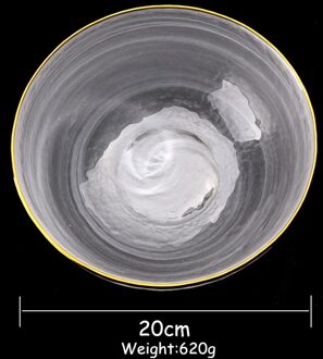 Gouden Rand Glas Servies Vlakke Plaat Slakom Diner Plaat Mist Side Voedsel Dienblad Elegante Cake Fruit Gerechten Rijstkom 1Pcs 8 duim Bowl