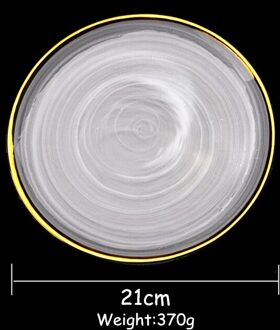 Gouden Rand Glas Servies Vlakke Plaat Slakom Diner Plaat Mist Side Voedsel Dienblad Elegante Cake Fruit Gerechten Rijstkom 1Pcs 8 duim Plate