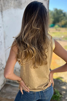 Gouden Rand Tanktop Met Relaxte Pasvorm Bruin