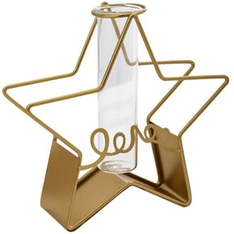 Gouden Retro Ijzeren Tafel Bloemen Vazen Metal Plant Houder Met Glas Cups Woondecoratie Ijzeren Vaas #7