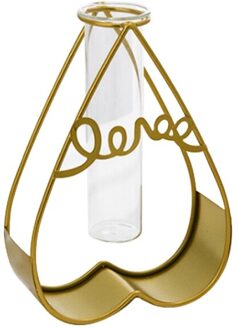 Gouden Retro Ijzeren Tafel Bloemen Vazen Metal Plant Houder Met Glas Cups Woondecoratie Ijzeren Vaas #7