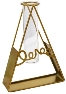 Gouden Retro Ijzeren Tafel Bloemen Vazen Metal Plant Houder Met Glas Cups Woondecoratie Ijzeren Vaas #7