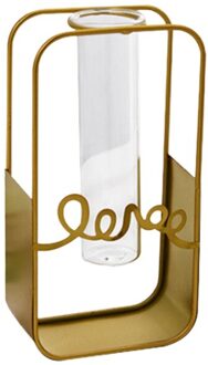 Gouden Retro Ijzeren Tafel Bloemen Vazen Metal Plant Houder Met Glas Cups Woondecoratie Ijzeren Vaas #7