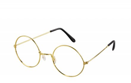 Gouden ronde bril zonder glazen Goud - Brons