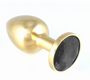 Gouden Rosebutt Buttplug met zwart kristal, small