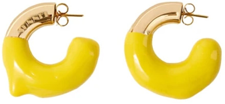 Gouden rubberen oorbellen met gegraveerd logo Sunnei , Yellow , Dames - ONE Size