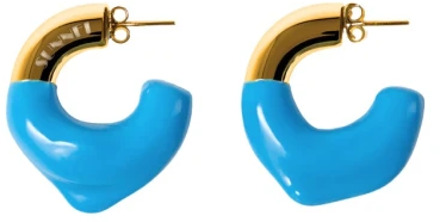 Gouden Rubberen Oorbellen met Vlindersluiting Sunnei , Blue , Dames - ONE Size