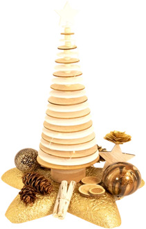 Gouden ster: Houten kerstboom met Led verlichting