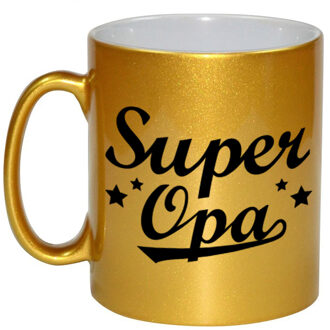 Gouden super opa cadeau mok / beker voor 330 ml - feest mokken Goudkleurig