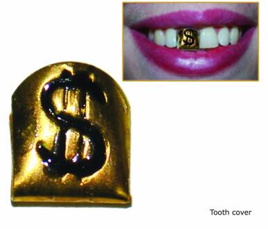Gouden tand met dollar teken verkleedaccessoire