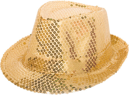 Gouden Trilby Hoed met Glitters