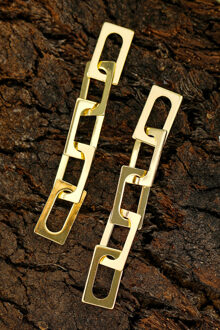 Gouden Vierkante Ketting Oorbellen Bh013788 Beige