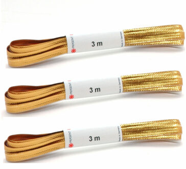 Gouden zijden cadeaulint - 3x stuks - hobbylint - 0,5 x 300 cm - cadeau verpakken / inpakken - sierl