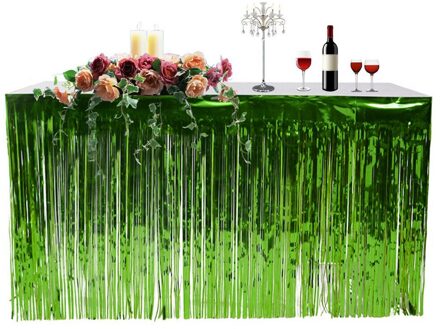 Goudfolie Fringe Tafel Rok Metallic Klatergoud Gordijn Zilver Tassel Slingers Rustieke Bruiloft Decoratie Birthday Party Decor