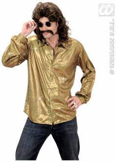 Goudkleurige disco blouse voor mannen - Verkleedkleding