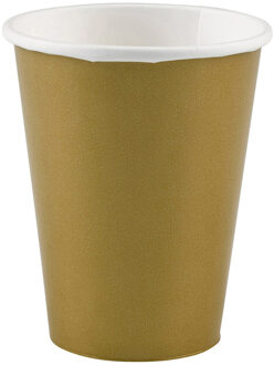 Goudkleurige kartonnen drink bekers 16x stuks 266 ml - Feestbekertjes