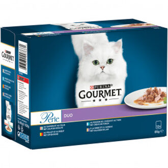Gourmet 12x85g Duo van land en zee Gemengde Selectie Gourmet Perle Kattenvoer