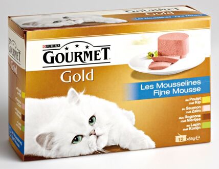 Gourmet Gold Fijne Mousse - Kip - Kattenvoer - 12 x 85 g